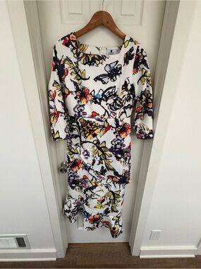 Dainty Jewells White Midi Dress with Multicolor Floral Print